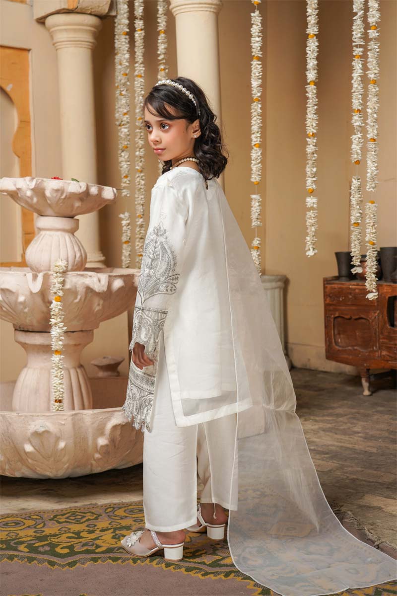 Stunning Organza Mummy & Me Kids Eid suit White - Desi Posh