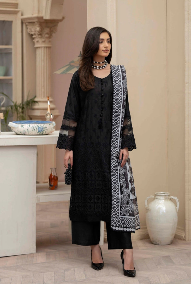 Sana Safinaz Inspired Viscose Black Chikan Kari Mummy & Me Ladies Eid Outfit