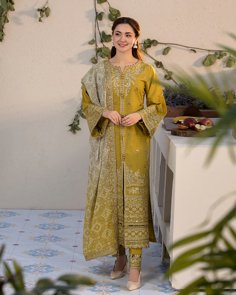 Janaan Premium Jacquard Eid Edit 3 Piece Outfit AL998