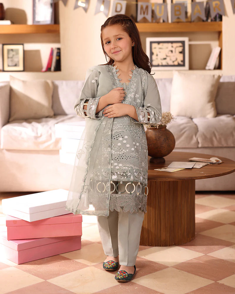 Ally's Mummy & Me Girls Chikan Embroidered Eid Outfit AL990K