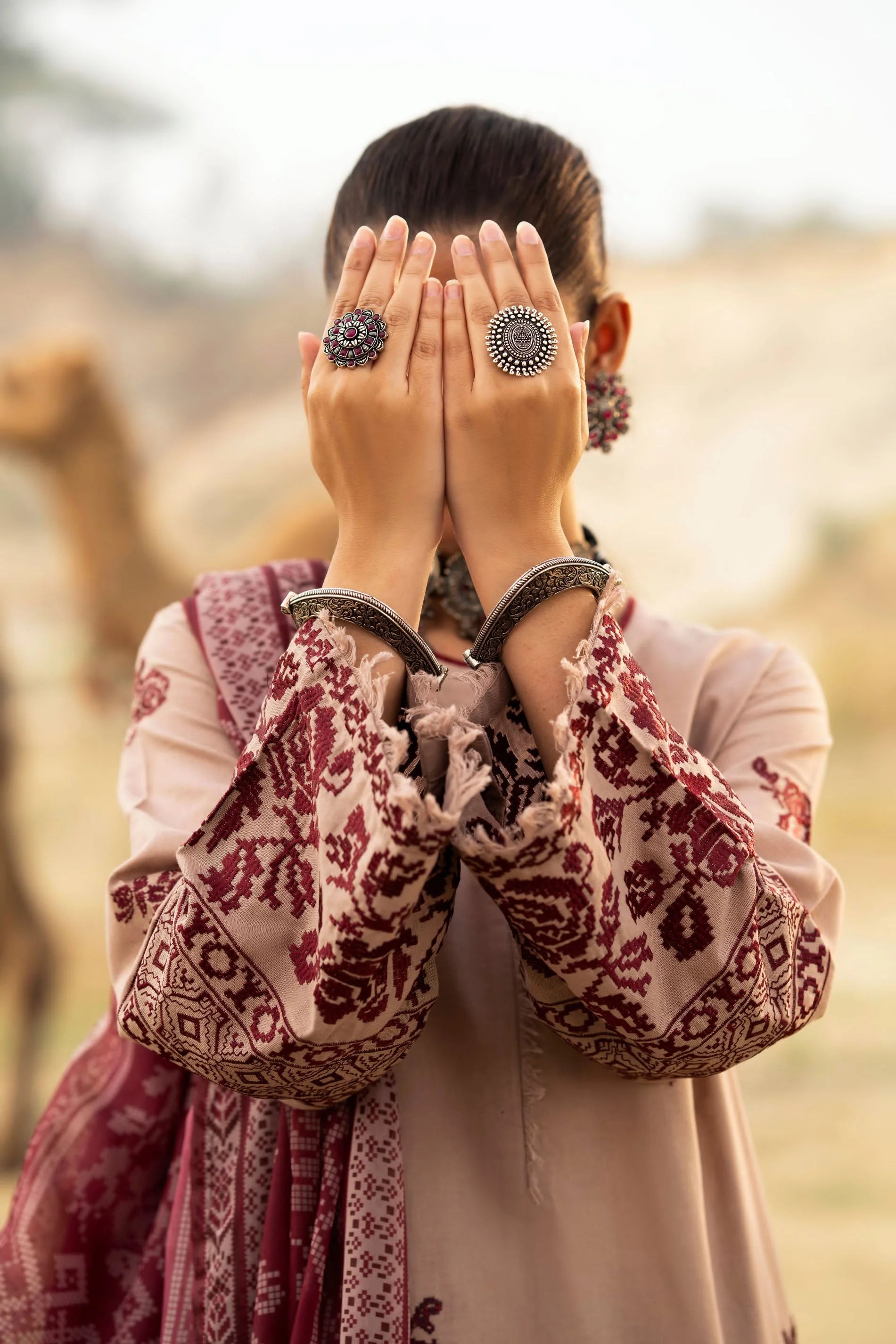 رہگیر Qalam Khaddar Embroidered Suit with Silk Munaar Dupatta