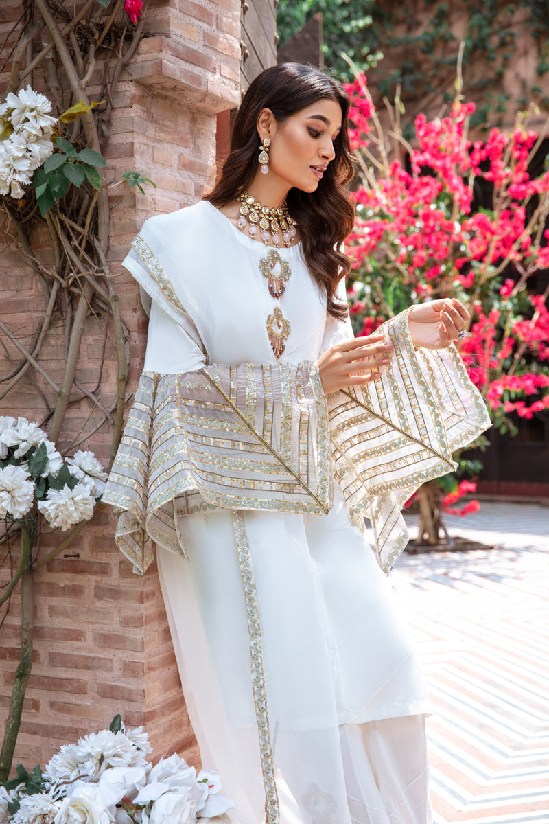Ivana Luxury Silk Mummy & Me Ladies White Outfit DV02 - Desi Posh
