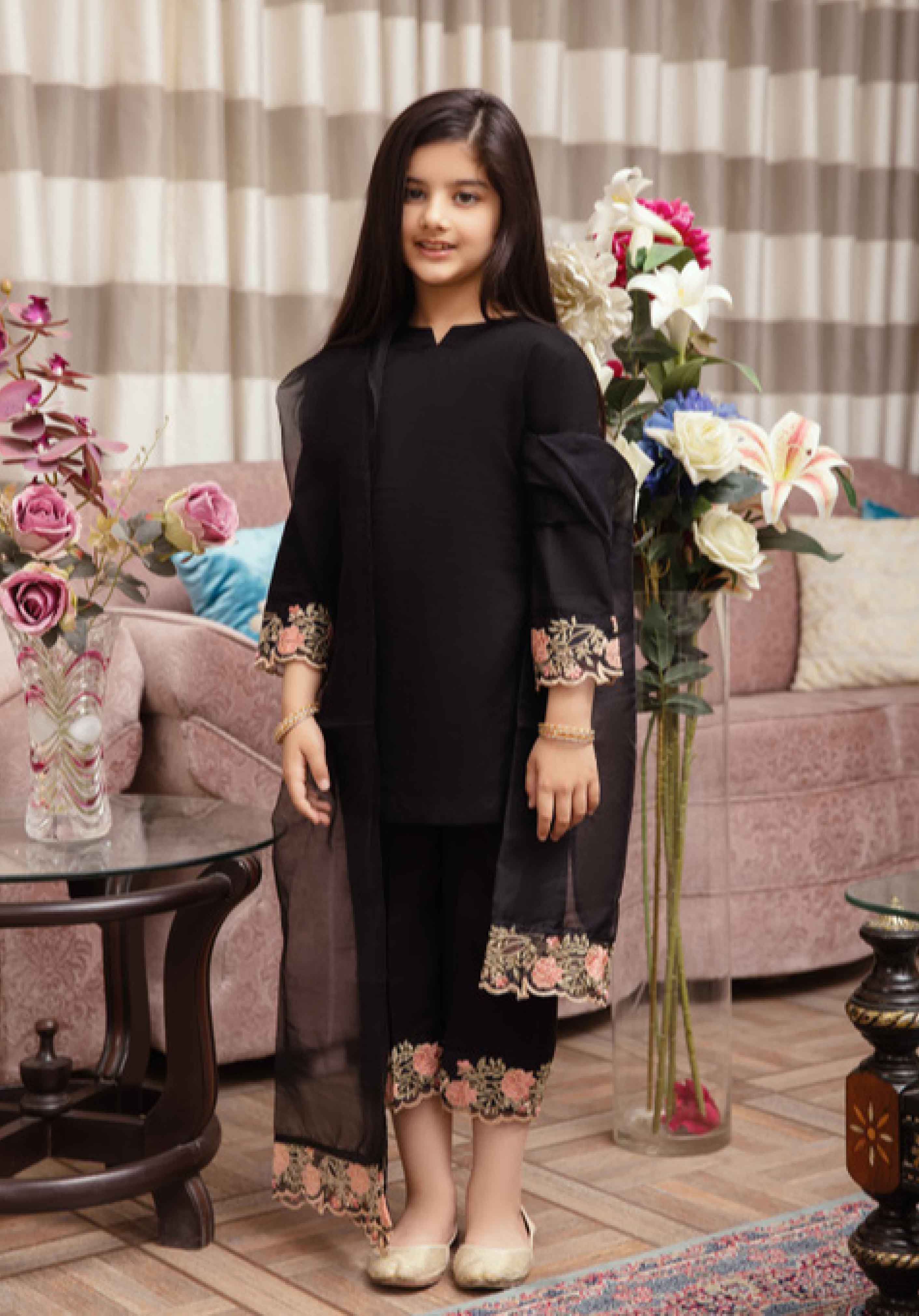 Arzoo Mummy and Me Black Palazzo Girls Outfit DesiP