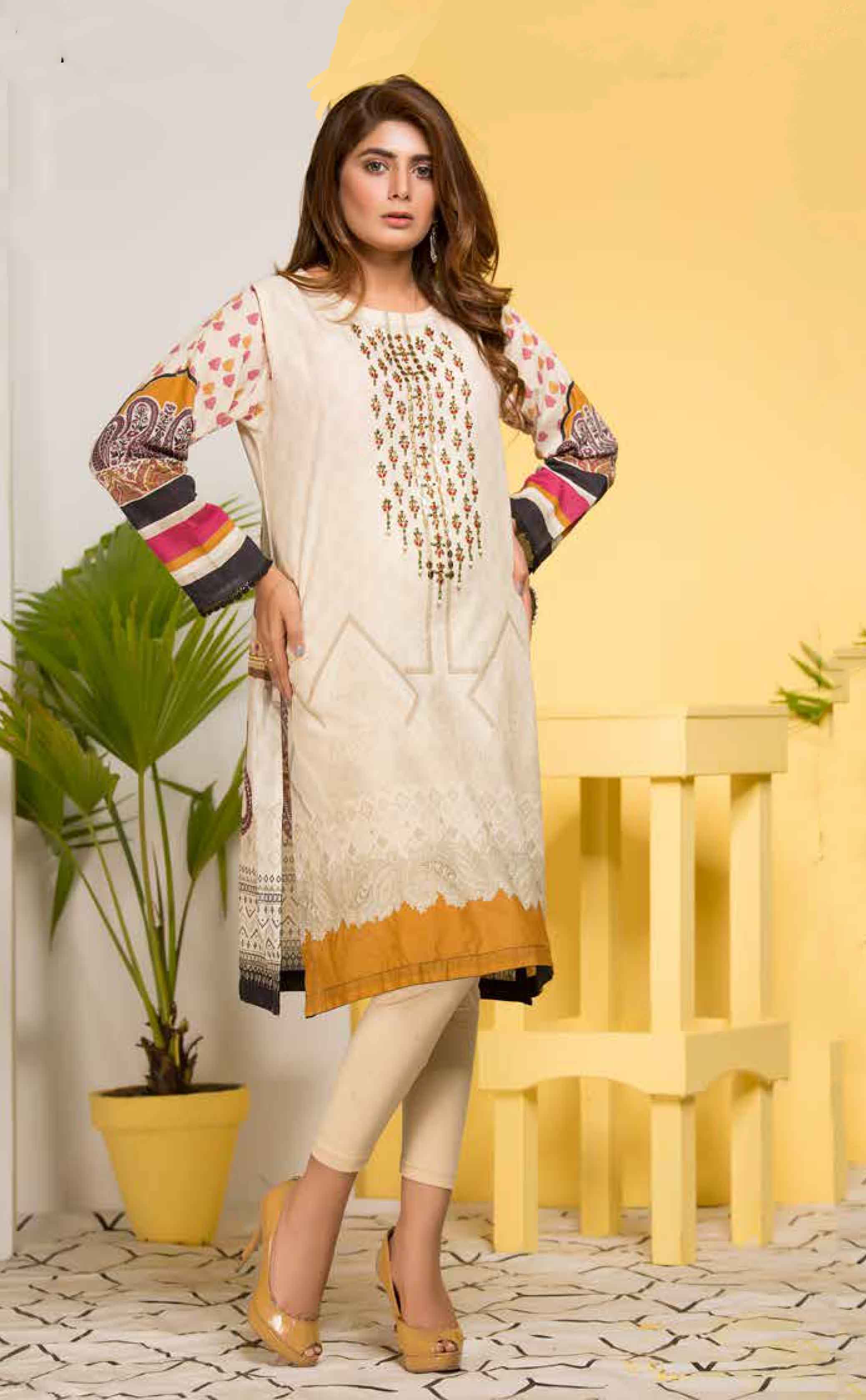 Limelight inspired digital print summer lawn Kurta With Hand Work SKAL21 - Desi Posh