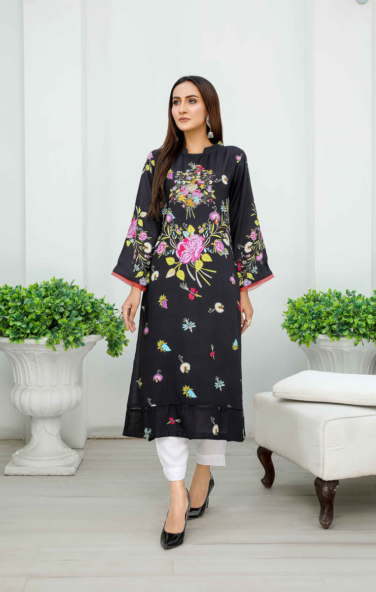 Sana Safinaz Pakistani Linen Black Long Kurta | Desi Posh